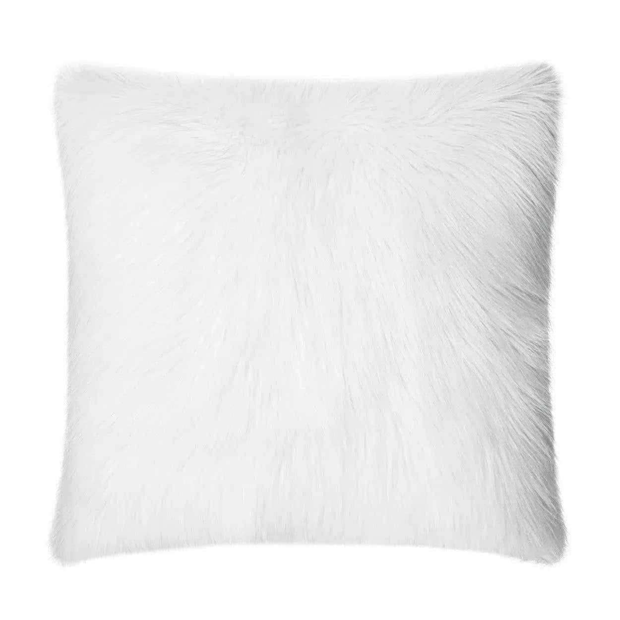 Deep Discounts Arctic Fox White Faux Fur White Large Throw Pillow With Insert