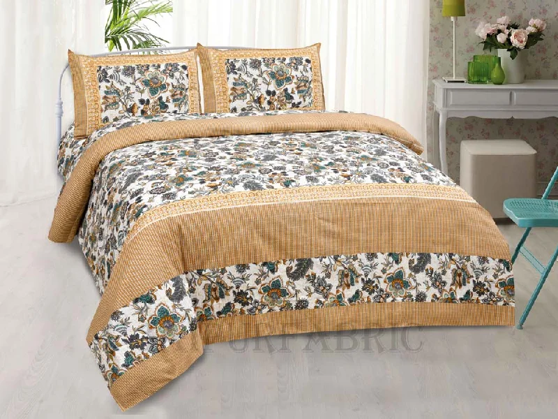 Unbeatable Prices Aztec Yellow Tribal Pattern Pure Cotton King Size Bedsheet