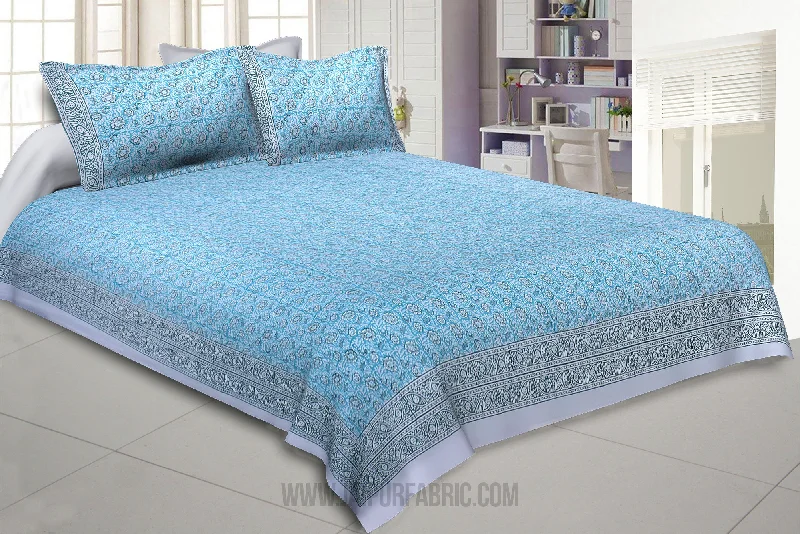 Score The Best Deals Before Monday Blossoming Flowers Blue Grey King Size Bedsheet