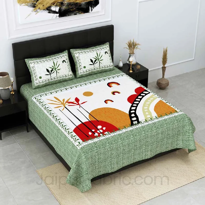 Discount Deals Bright Start Red Orange Pure Cotton Double Bedsheet