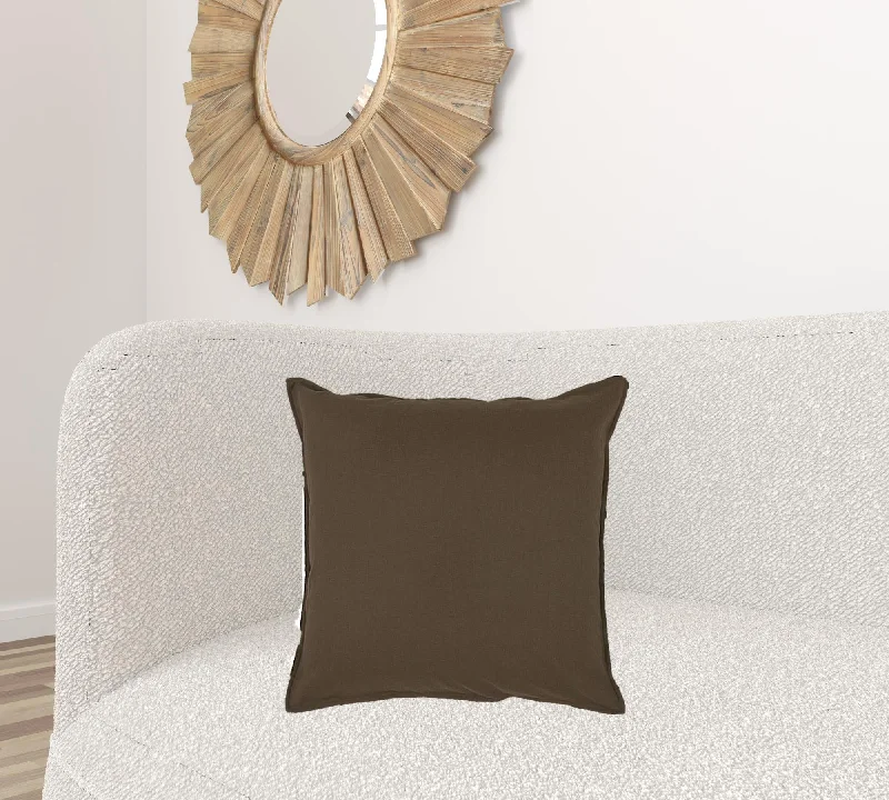 YEAR-End Sale Brown Solid Color Flange Edge Throw Pillow