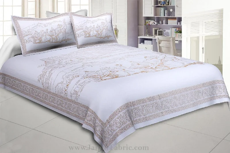 Year-End Sale Camel karavan Gold Print Double BedSheet