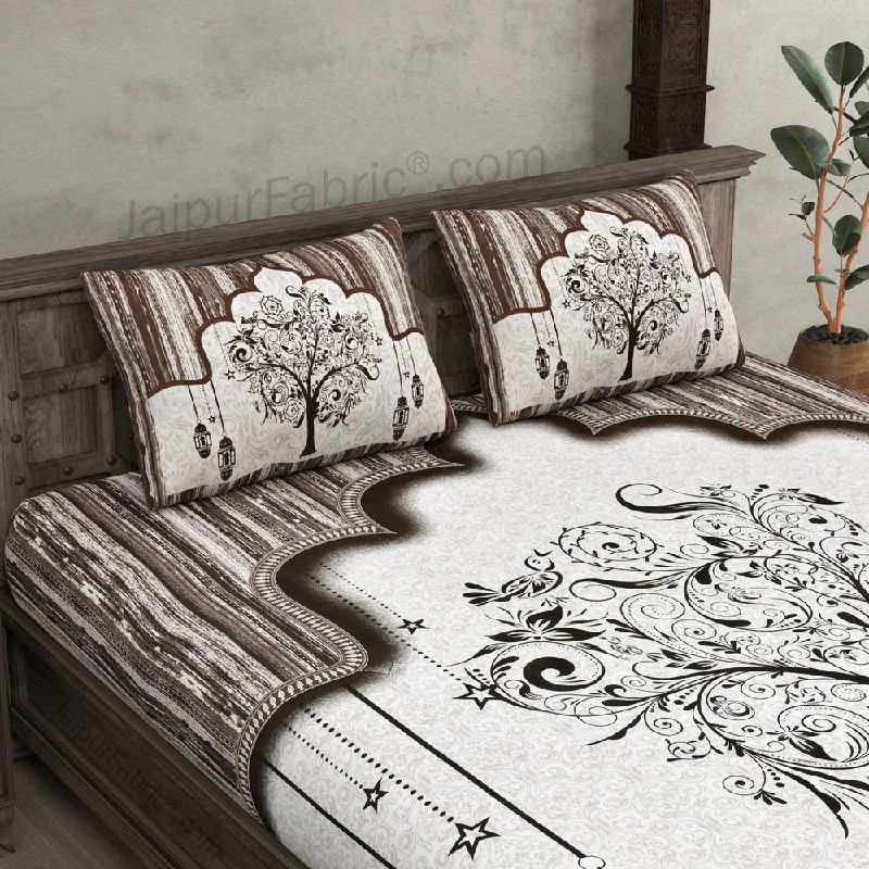 Price Reduction Charming Conifer Brown Pure Cotton Double Bedsheet