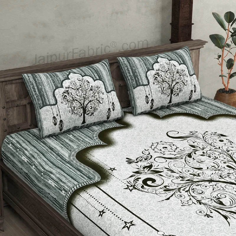 Price Cut Charming Conifer Green Pure Cotton Double Bedsheet