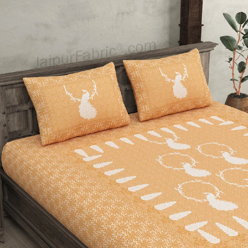 Grab The Hottest Deals Before They Disappear Cool Pastel Peacock Brown King Size Pure Cotton Bedsheet Grab The Hottest Deals Before They Disappear Cool Pastel Peacock Brown King Size Pure Cotton Bedsheet