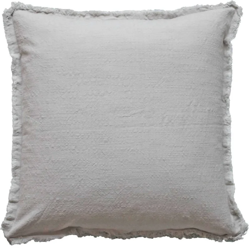 Final Sale Cotton Fringe Pillow In Light Gray