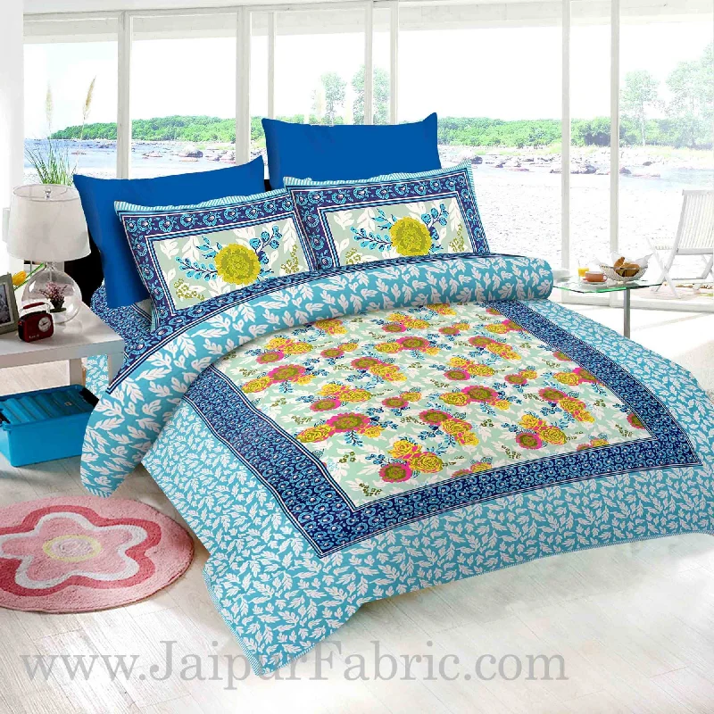 Your Chance To Save Big This Weekend Cream Base Floral Design screen print king size double bedsheet with 2 pillow cover