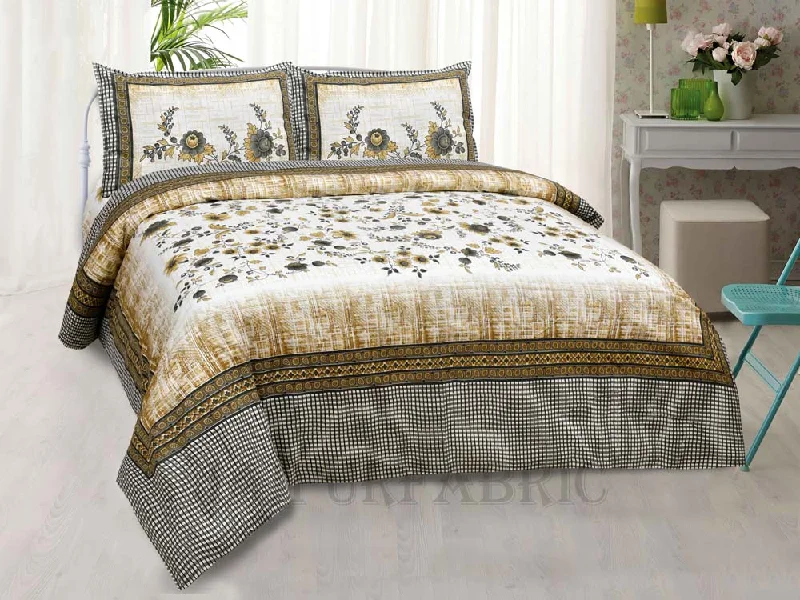Value Deals Damask Yellow Rose Pure Cotton King Size Bedsheet