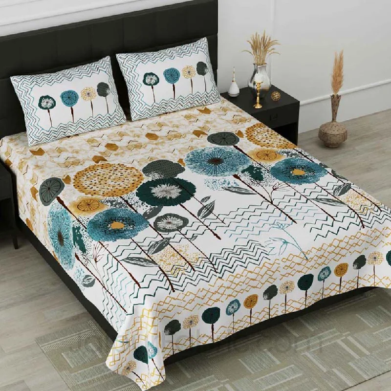 Final Clearance Dandelion  Blue Pure Cotton Double Bedsheet