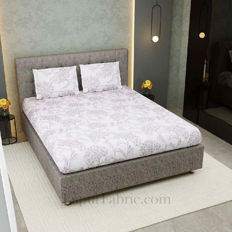 Your Exclusive Discount Awaits Decorous White Grey King Size Double Bedsheet
