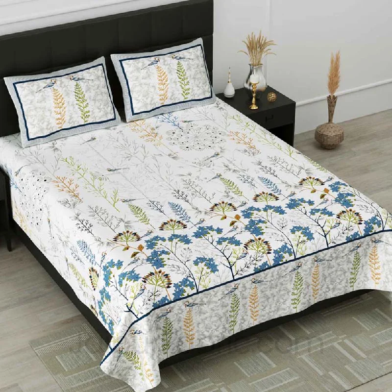 Final Markdown Eco Friendly Nature Blue Pure Cotton Double Bedsheet