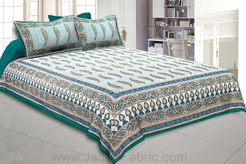 Members Only Ethnic Petals Print Peacock Green Bedsheet
