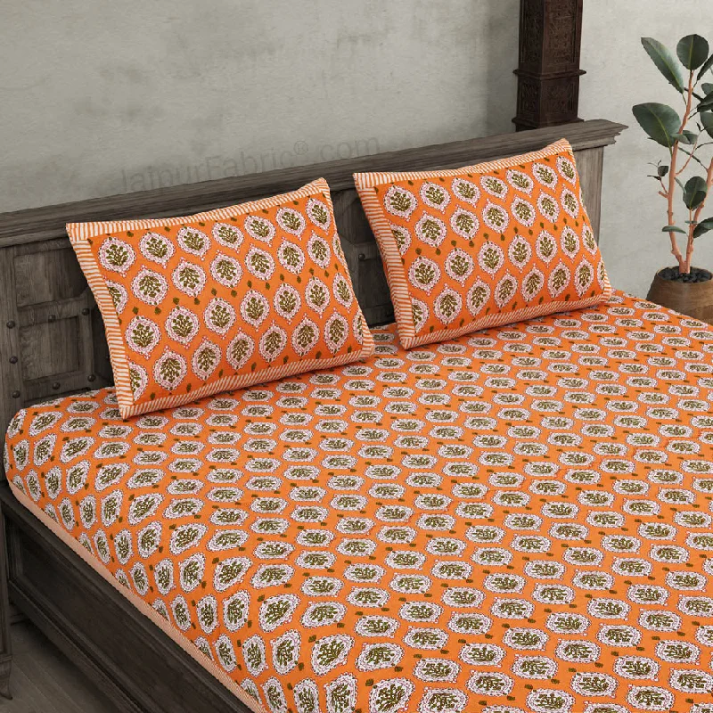 Weekend Deals That Sparkle Festive Lights Orange Double Bedsheet