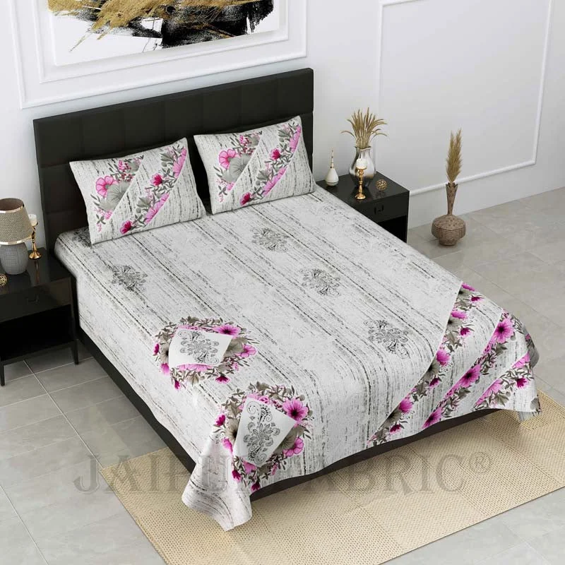 Price Rollback Floral Trinkets Pink Pure Cotton Double Bedsheet