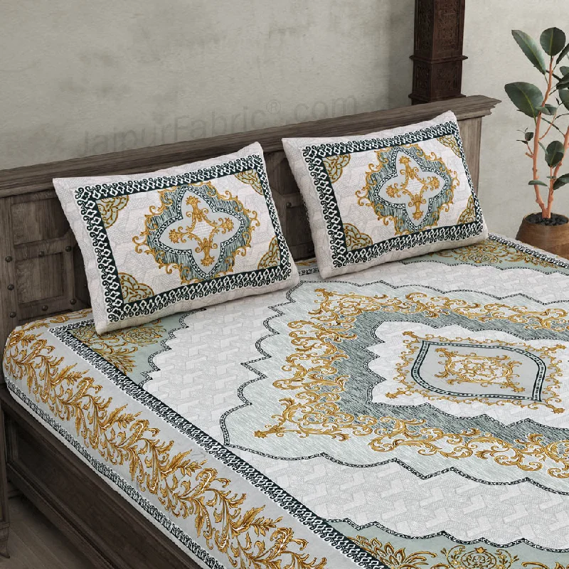 Weekend Offers That Amaze Flower Dome Blue Cotton Double Bedsheet