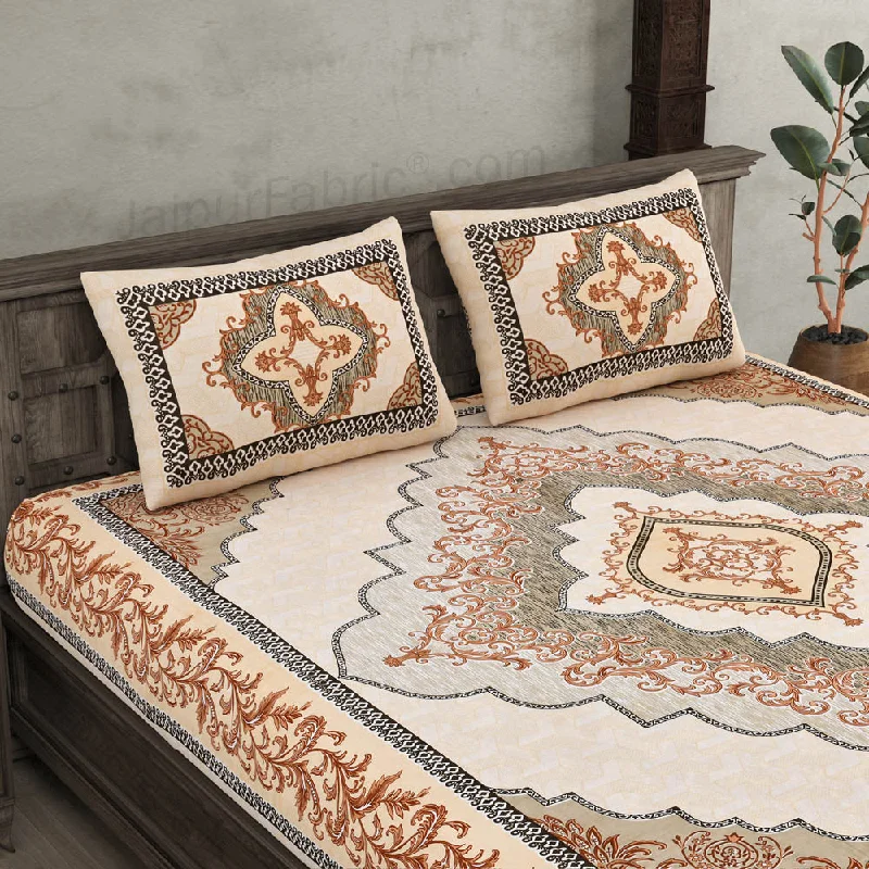 Weekend Discounts to Delight Flower Dome Orange Cotton Double Bedsheet