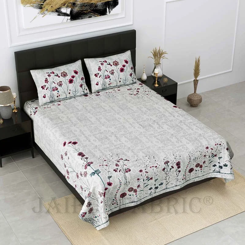 Reduced Prices Flower Farm Pink Pure Cotton Double Bedsheet