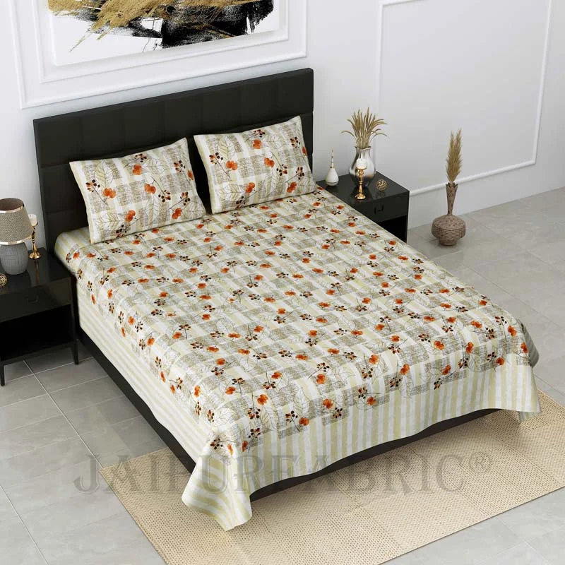 Overstock Foliage Orange Pure Cotton Double Bedsheet