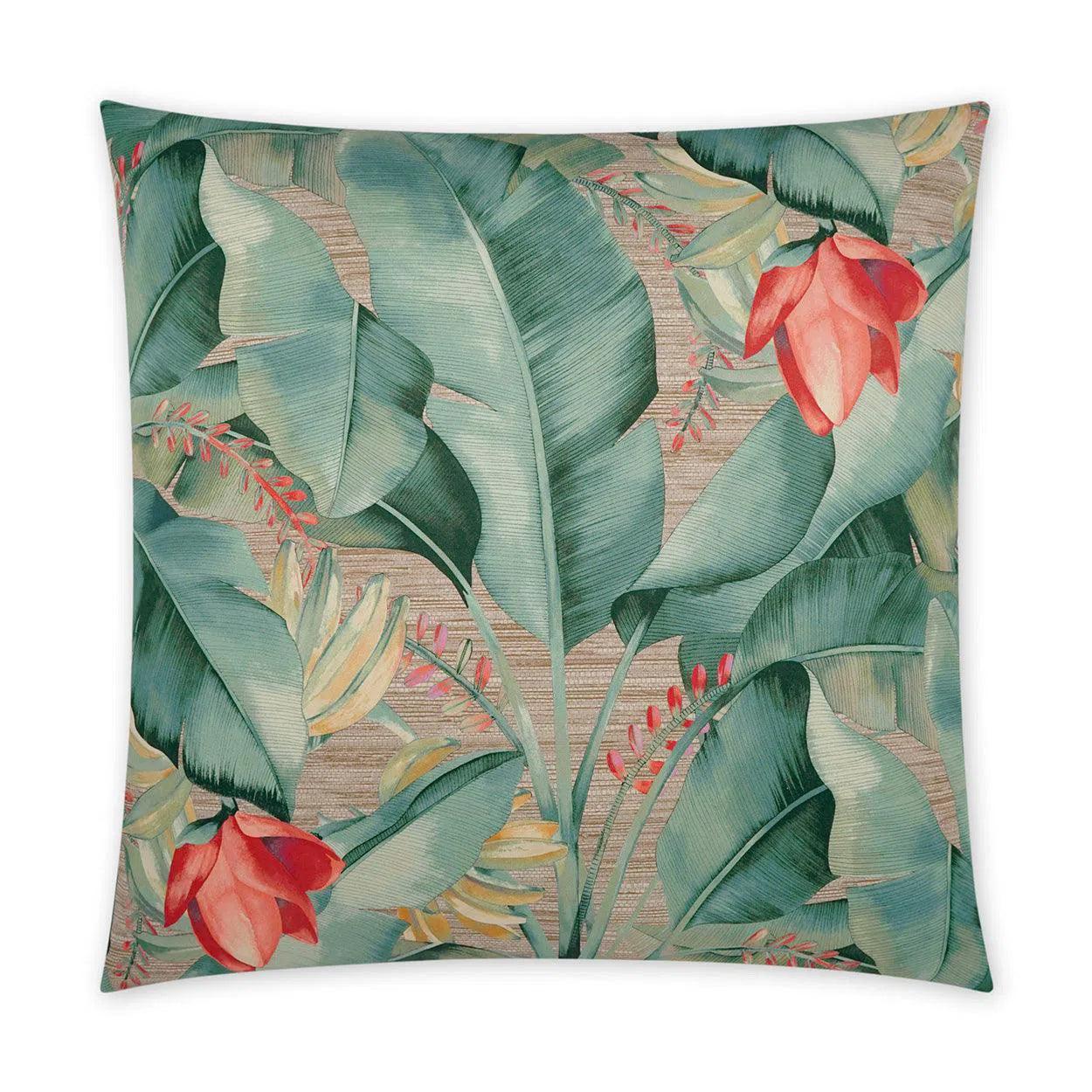 Quick Sale Fronds Beach Floral Green Large Throw Pillow With Insert