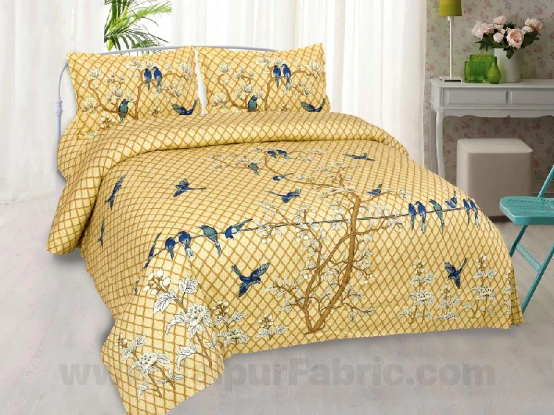 Today’s Special Golden Sparrow Cotton King Size Bedsheet