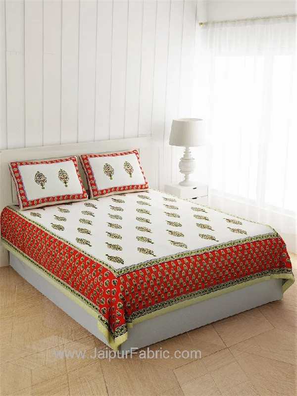 Early Bird Discount Gorgeous Glaze cotton Red Paan Double Bedsheet