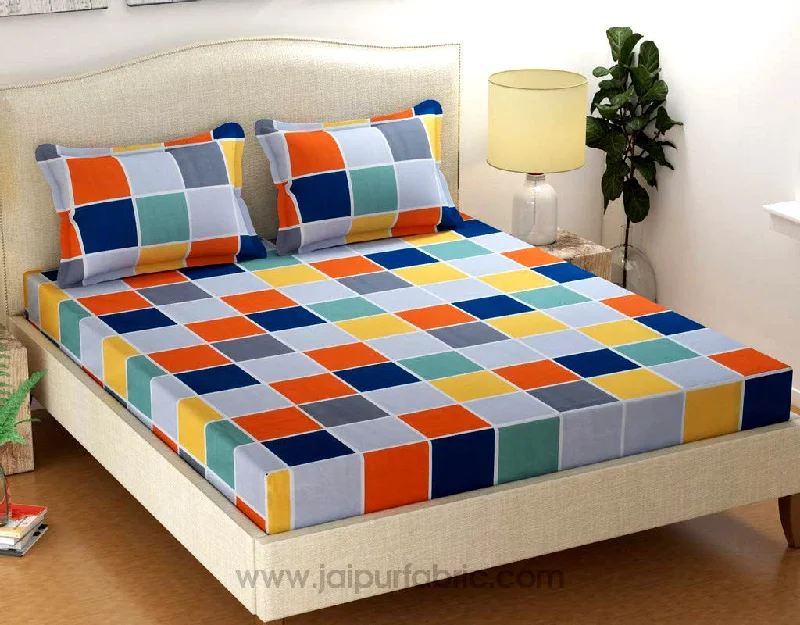 Price Slash Grey Base Checks Super-soft Double Bedsheet
