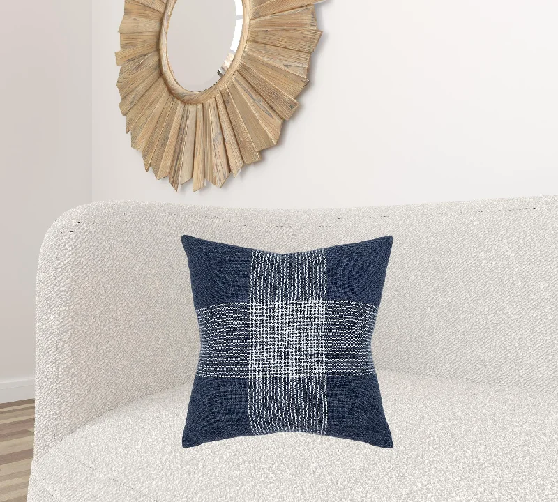 Daily Specials Indigo White Plaid Pattern Throw Pillow