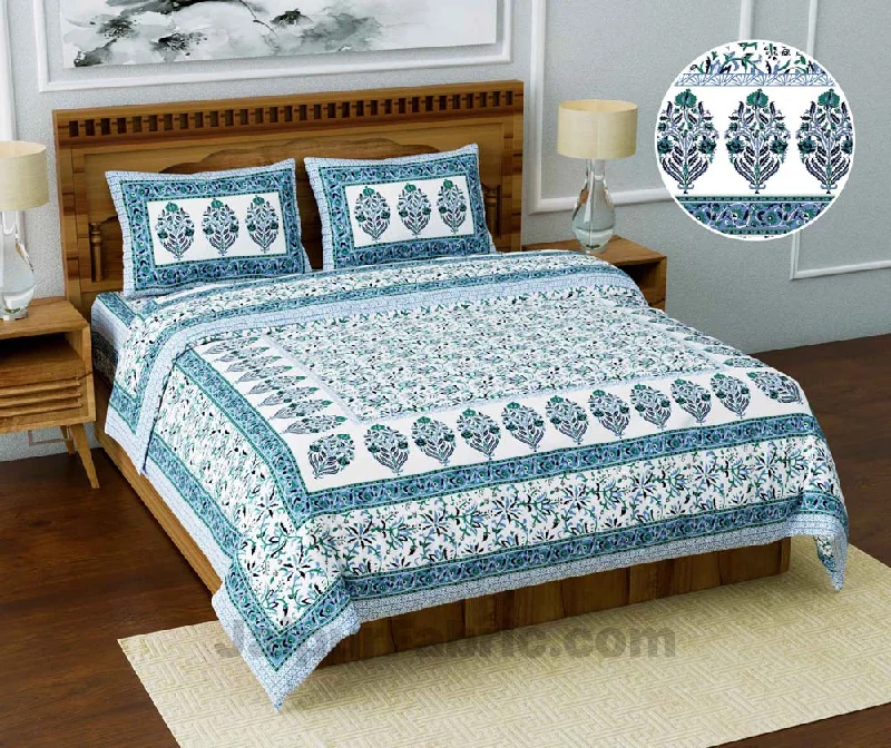 Stock Up On Your Favorites While It Lasts Jaipuri Ethnic Cotton Blue Floral King Size Double bedsheet Stock Up On Your Favorites While It Lasts Jaipuri Ethnic Cotton Blue Floral King Size Double bedsheet