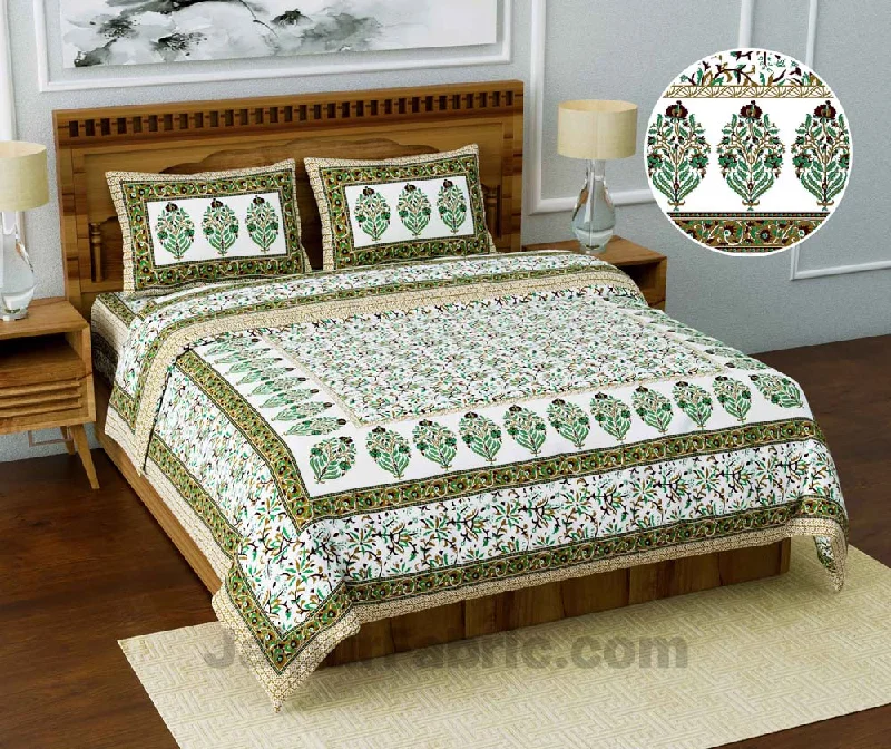 Get More, Spend Less Today Jaipuri Ethnic Cotton Green Floral King Size Double bedsheet Get More, Spend Less Today Jaipuri Ethnic Cotton Green Floral King Size Double bedsheet
