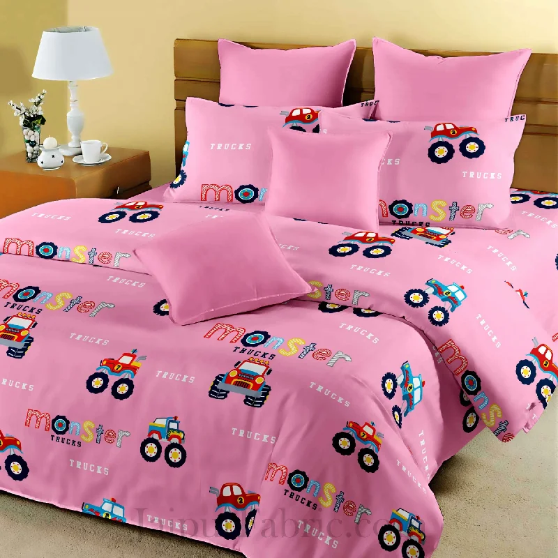 Buy Now Kids Car World Pink King Size Bedsheet