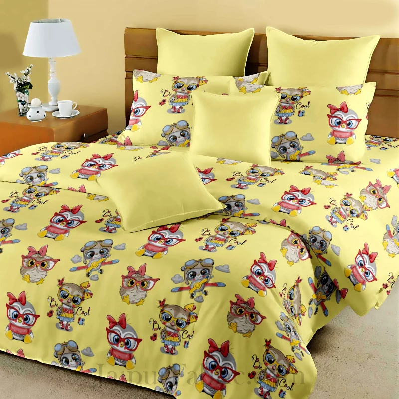 Best Bargains Kids Cartoon Yellow King Size Bedsheet