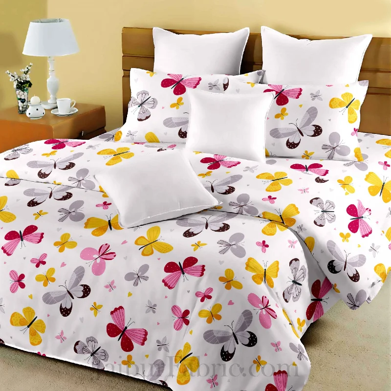 Act Fast Kids Colorful Butterflies King Size Bedsheet