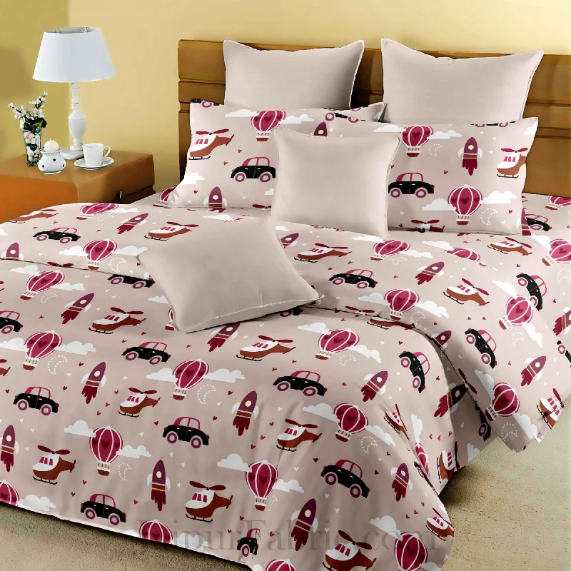 Deal Dash Kids Joy Rides Grey King Size Bedsheet