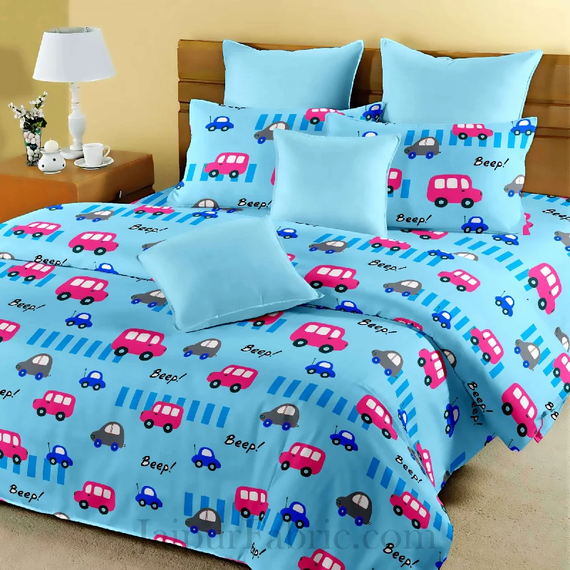 Can't Miss Kids Monster Truck Blue King Size Bedsheet