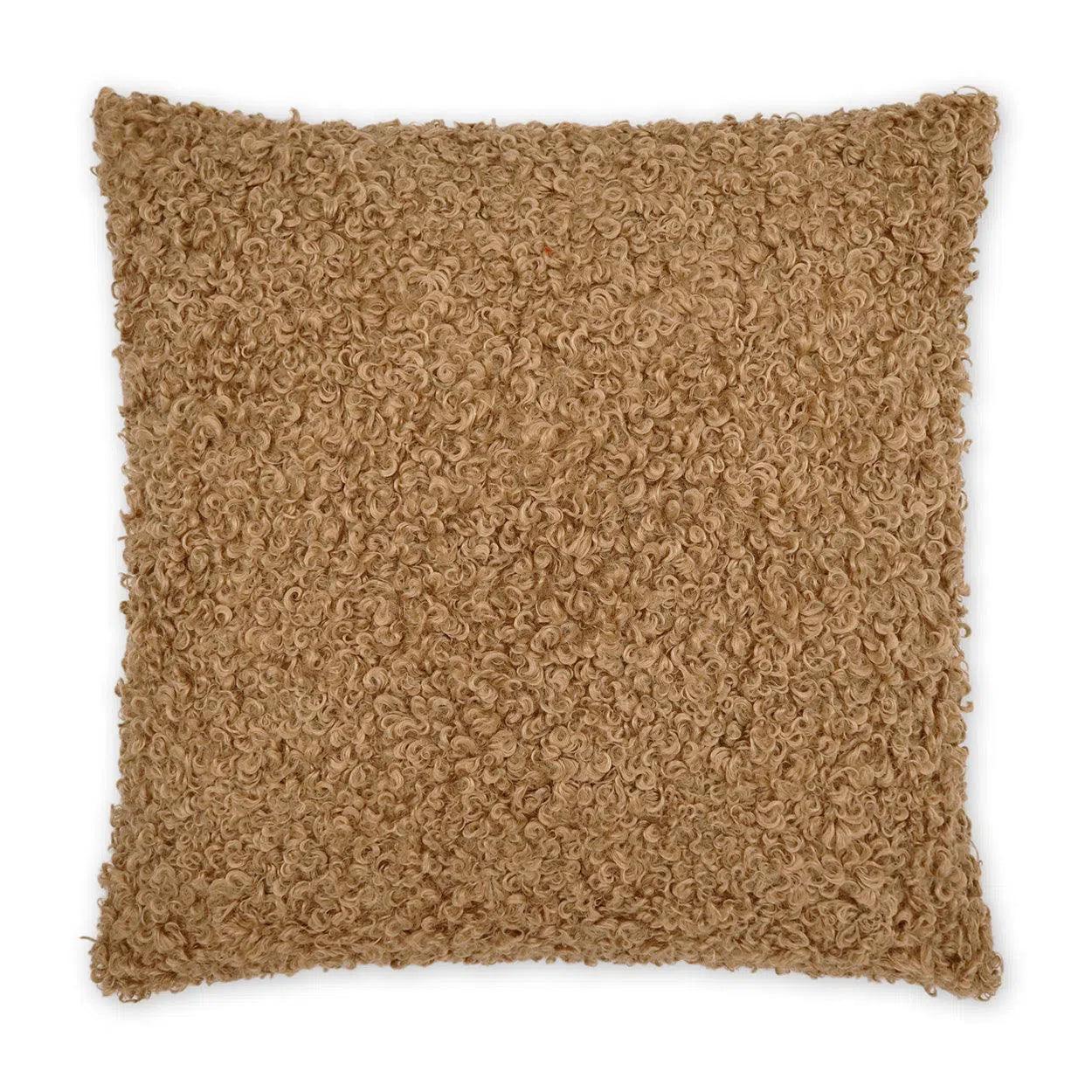 Best Choice Lambsy Camel Faux Fur Brown Large Throw Pillow With Insert