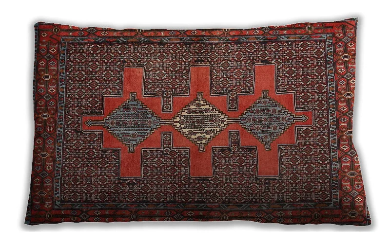 Best Bargains Traditional Classic Indoor Outdoor Rectangular Saffron Red Lumbar Throw Pillow, 13 inch by 19 inch, lbtr2423