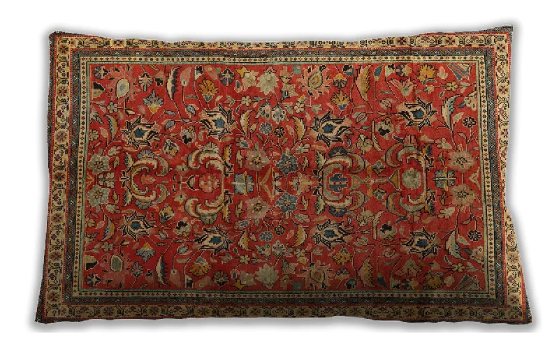 Quick Deals Traditional Classic Indoor Outdoor Rectangular Tomato Red Lumbar Throw Pillow, 13 inch by 19 inch, lbtr2600