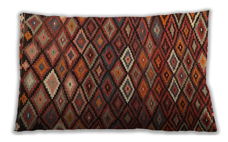 Midnight Sale Traditional Classic Indoor Outdoor Rectangular Saffron Red Lumbar Throw Pillow, 13 inch by 19 inch, lbtr2671