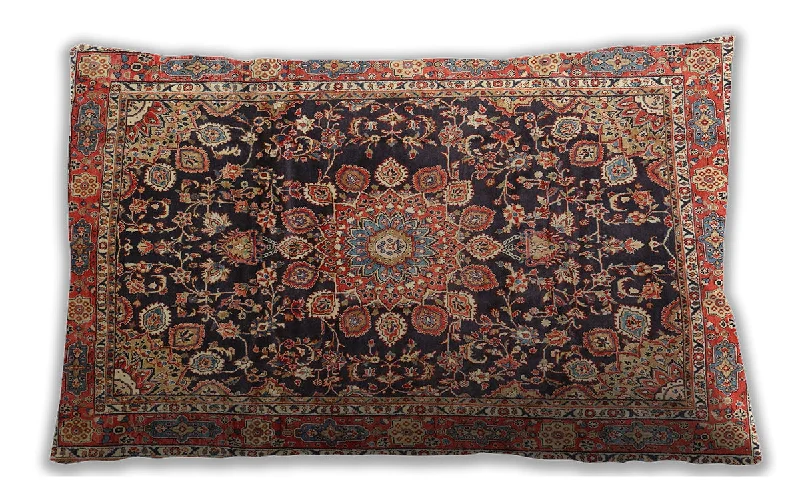 Exclusive Offer Traditional Classic Indoor Outdoor Rectangular Saffron Red Lumbar Throw Pillow, 13 inch by 19 inch, lbtr2891