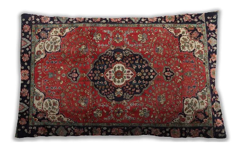 Steals and Deals Traditional Classic Indoor Outdoor Rectangular Saffron Red Lumbar Throw Pillow, 13 inch by 19 inch, lbtr4353