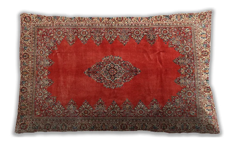 Limited Stock Traditional Classic Indoor Outdoor Rectangular Tangerine Pink Lumbar Throw Pillow, 13 inch by 19 inch, lbtr4617