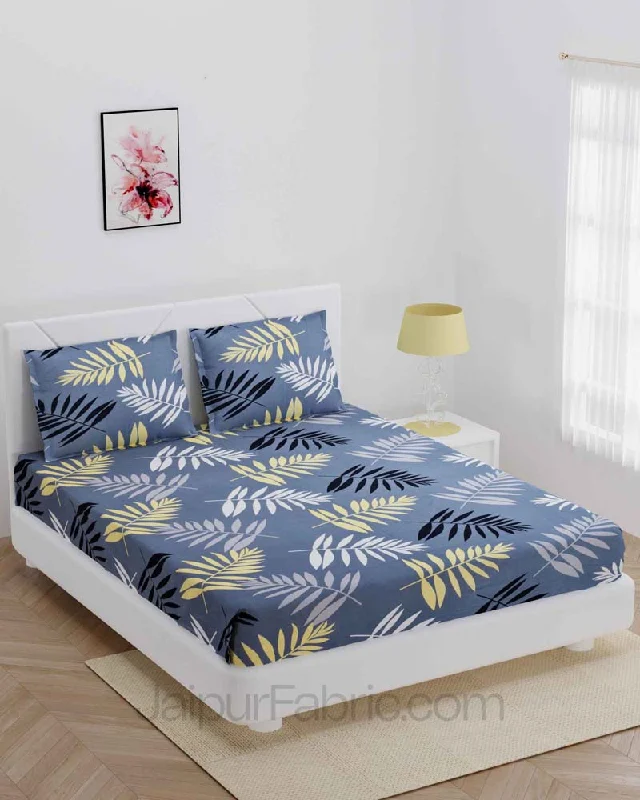 Buy More, Save More Leaf Design Bedsheet Dark Printed Colour with 2 Pillow Cover