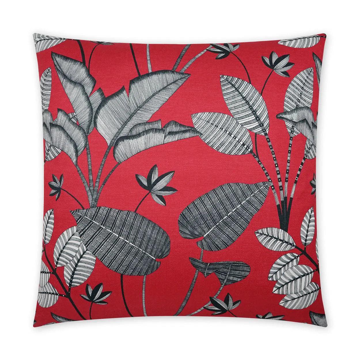 Flash Deal Luzon Red Floral Transitional Red Large Throw Pillow With Insert