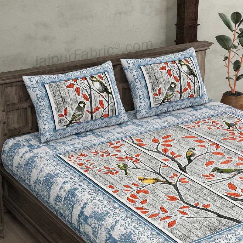 Special Promotion Nature Harmony Blue Pure Cotton Double BedSheet