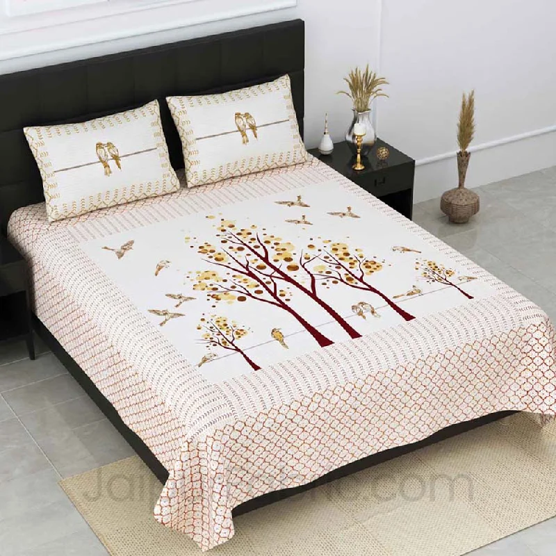Fantastic Offers Nature Harmony Yellow Pure Cotton Double Bedsheet