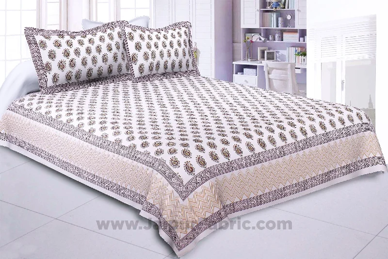 Clearance Event Playful Paisley Maroon Hand Block Print Double Bedsheet