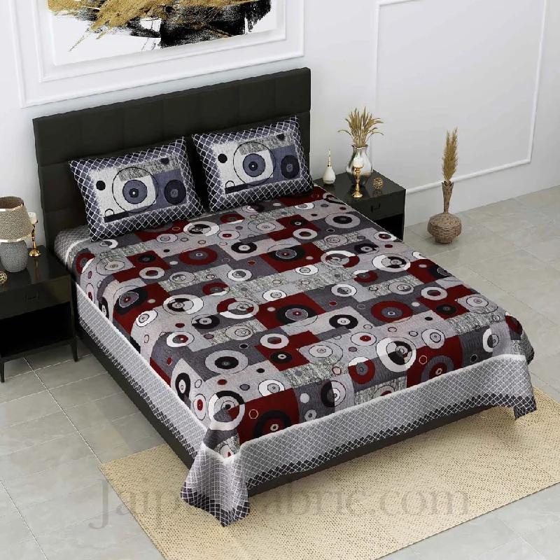 Online Only Procian Print Geometric Art Grey Pure Cotton King Size Bedsheet