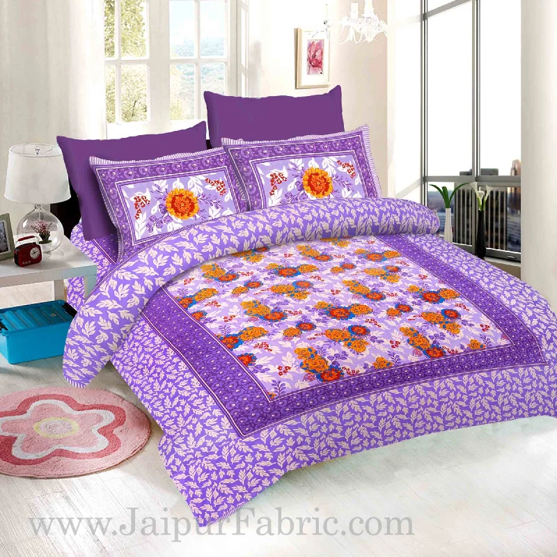 Time-Limited Discounts Just For You Purple Base Floral Design screen print king size double bedsheet with 2 pillow cover Time-Limited Discounts Just For You Purple Base Floral Design screen print king size double bedsheet with 2 pillow cover
