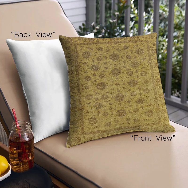 Weekend Savings Sensation Mid-Century Modern Urban Indoor Outdoor Square Orange Gold Gold Throw Pillow, 18 inch by 18 inch, pwurb1956