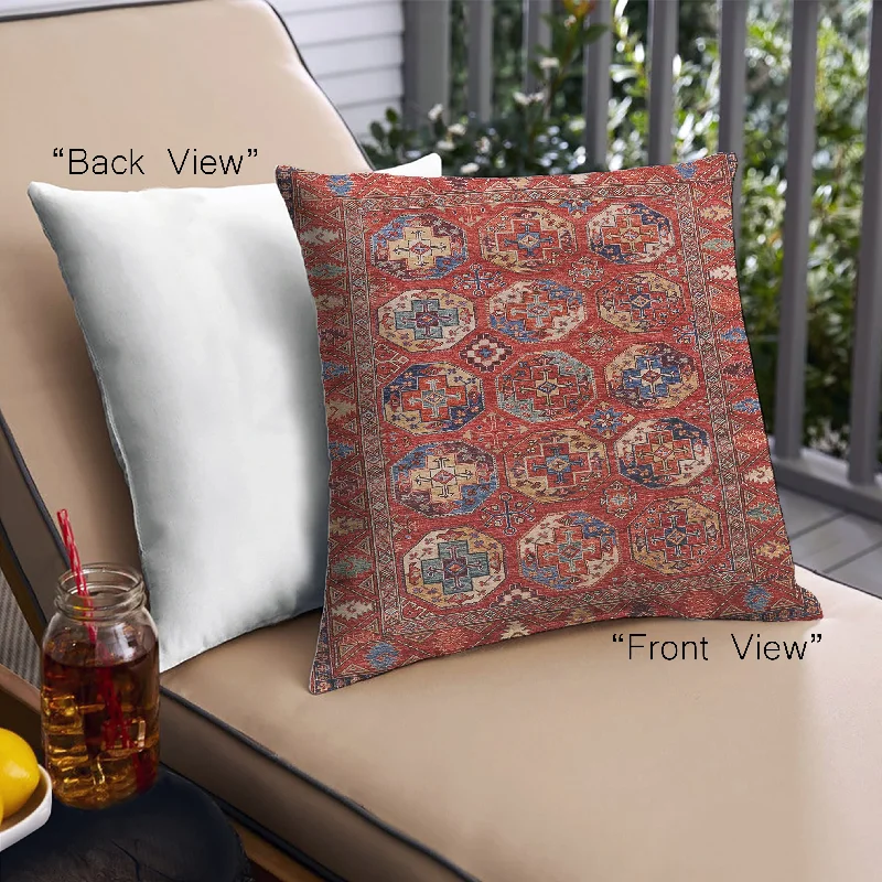Closeout Sale Mid-Century Modern Urban Indoor Outdoor Square Tomato Red Throw Pillow, 18 inch by 18 inch, pwurb2351